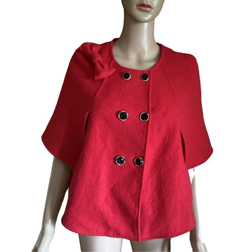 Women’s Red Double Breasted Cropped Cape M